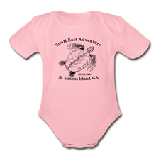Load image into Gallery viewer, SEA Turtle Logo Organic Baby Bodysuit - light pink