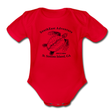 Load image into Gallery viewer, SEA Turtle Logo Organic Baby Bodysuit - red