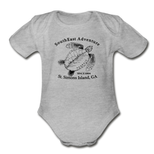 Load image into Gallery viewer, SEA Turtle Logo Organic Baby Bodysuit - heather gray