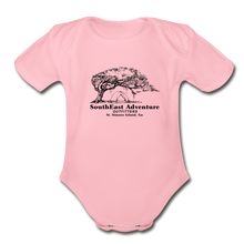 Load image into Gallery viewer, SEA Tree and Tent Logo Organic Baby Bodysuit - light pink