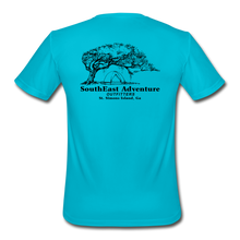 Load image into Gallery viewer, SEA Tree and Tent Logo Men’s Moisture Wicking Performance T-Shirt - turquoise