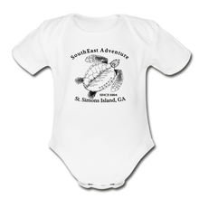 Load image into Gallery viewer, SEA Turtle Logo Organic Baby Bodysuit - white
