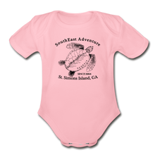 Load image into Gallery viewer, SEA Turtle Logo Organic Baby Bodysuit - light pink
