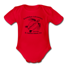 Load image into Gallery viewer, SEA Turtle Logo Organic Baby Bodysuit - red
