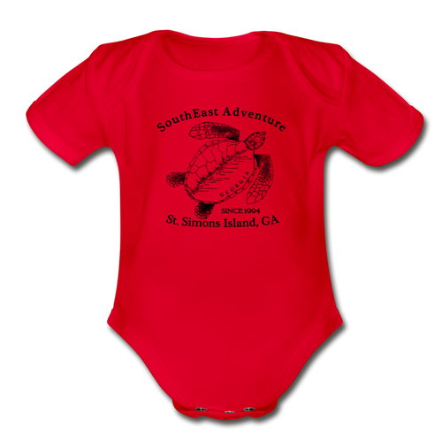 SEA Turtle Logo Organic Baby Bodysuit - red