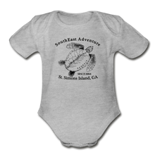 Load image into Gallery viewer, SEA Turtle Logo Organic Baby Bodysuit - heather gray
