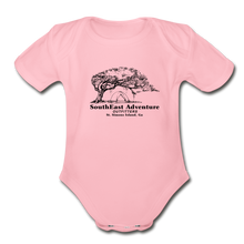 Load image into Gallery viewer, SEA Tree and Tent Logo Organic Baby Bodysuit - light pink

