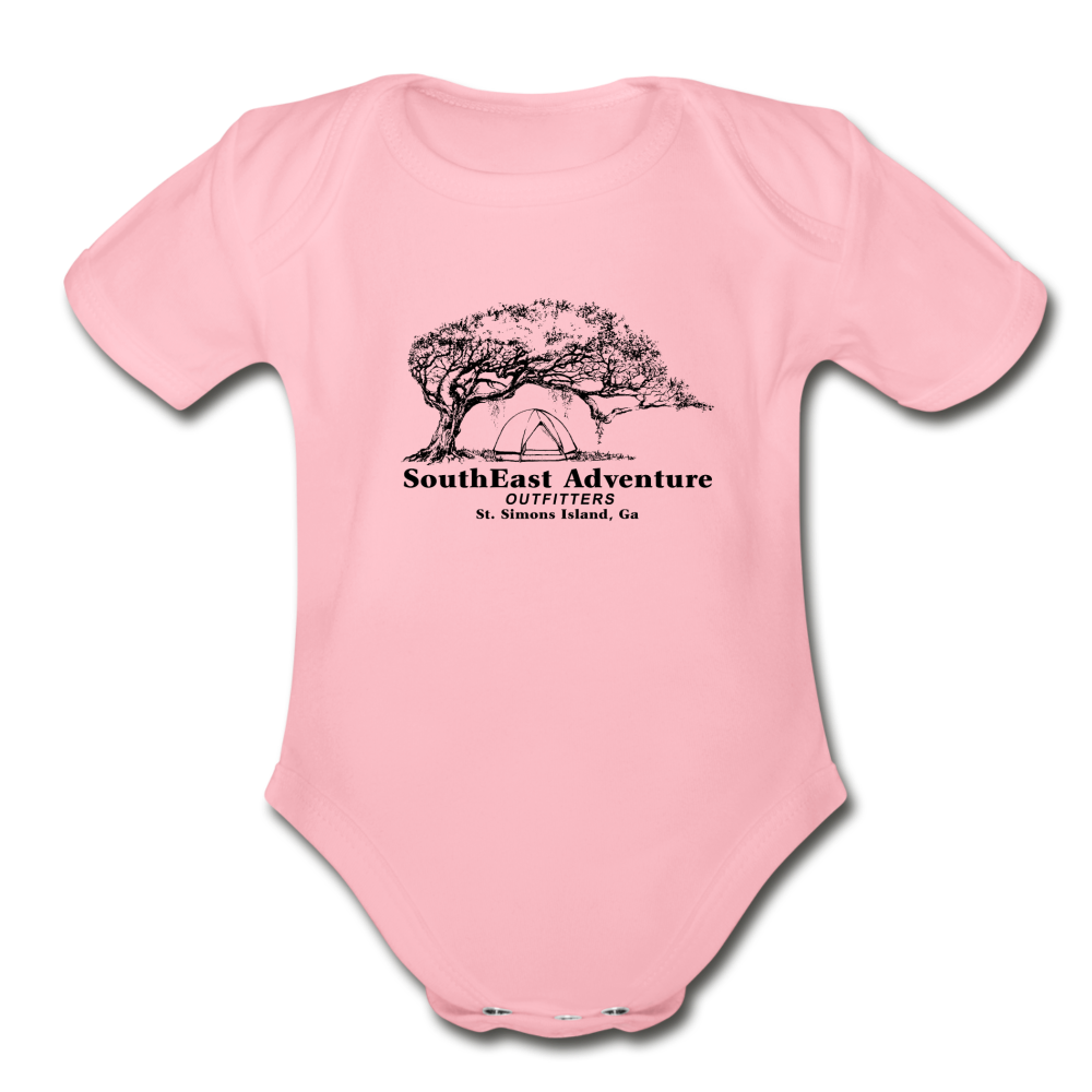 SEA Tree and Tent Logo Organic Baby Bodysuit - light pink