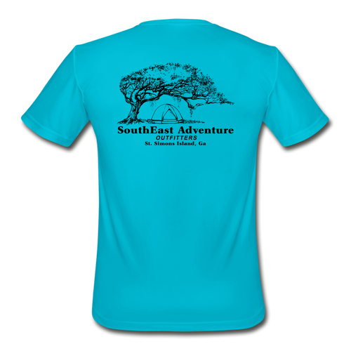 SEA Tree and Tent Logo Men’s Moisture Wicking Performance T-Shirt - turquoise
