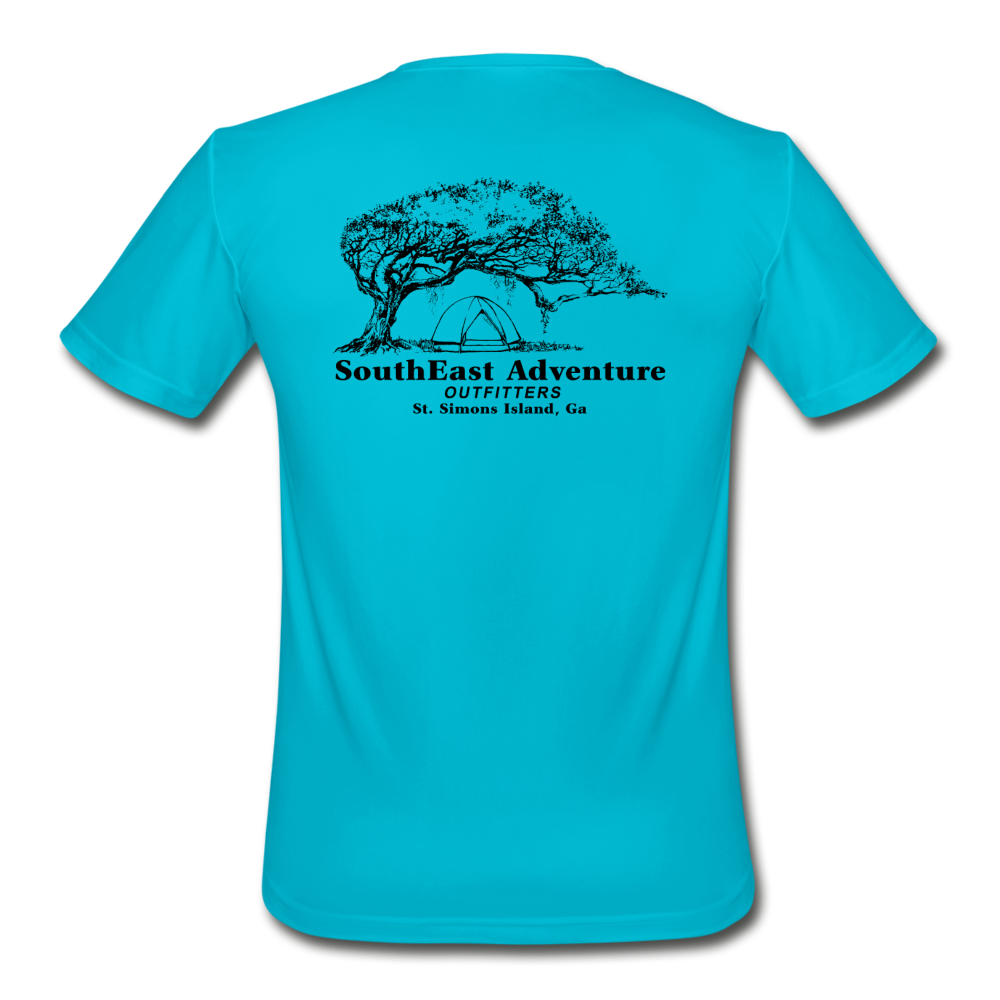 SEA Tree and Tent Logo Men’s Moisture Wicking Performance T-Shirt - turquoise