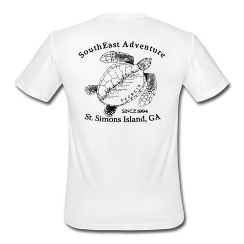 SEA Turtle Logo Men’s Moisture Wicking Performance T-Shirt - white
