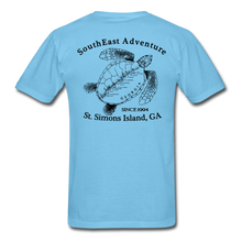 Load image into Gallery viewer, SEA Turtle Logo Cotton Fruit of the Loom T-Shirt - aquatic blue
